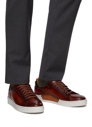 Figure View - Click To Enlarge - MAGNANNI - ‘Ottawa’ Midsole Detailing Brushed Leather Sneakers