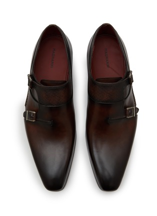 Detail View - Click To Enlarge - MAGNANNI - ‘Suela’ Textured Monk Strap Leather Oxford Shoes