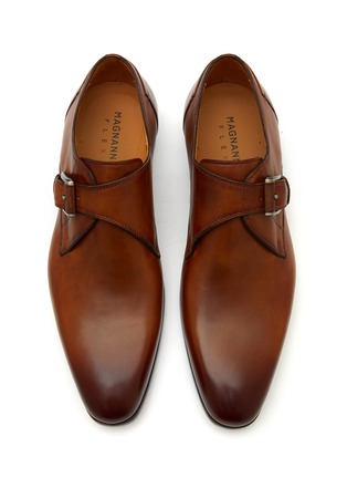 Detail View - Click To Enlarge - MAGNANNI - ‘Austin’ Monk Strap Burnished Leather Oxford Shoes