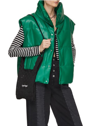 Figure View - Click To Enlarge - LASTFRAME - Small 'Sheer Ichimatsu' Chequered Knit Tote Bag