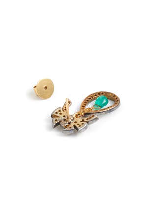 Detail View - Click To Enlarge - TUKKA - Gold Silver Emerald Diamond Bow Drop Earrings
