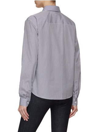 Back View - Click To Enlarge - SAINT LAURENT - Striped Cotton Unisex Fit Button Down Shirt