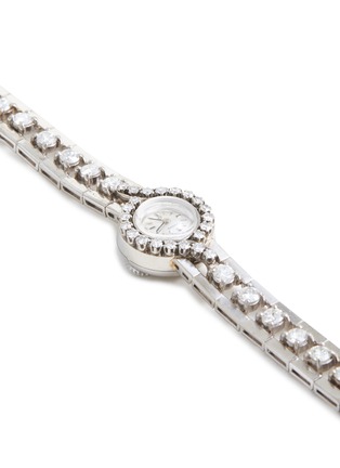 Detail View - Click To Enlarge - LANE CRAWFORD VINTAGE WATCHES - Omega 18k White Gold Case Circular Dial Diamond Lady Wrist Watch