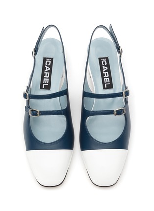 Detail View - Click To Enlarge - CAREL - ‘Apricot’ 20 Double Strap Contrast Toe Cap Leather Slingback Heels