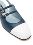 Detail View - Click To Enlarge - CAREL - ‘Apricot’ 20 Double Strap Contrast Toe Cap Leather Slingback Heels