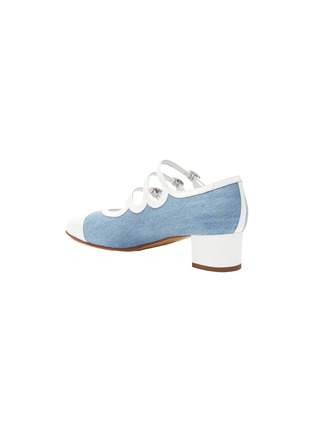  - CAREL - ‘Kiss’ 40 Triple Strap Denim Leather Mary Jane Heels