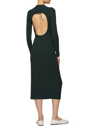 Back View - Click To Enlarge - AERON - ‘Lara’ Back Cut Out Ribbed Long Sleeve Dress