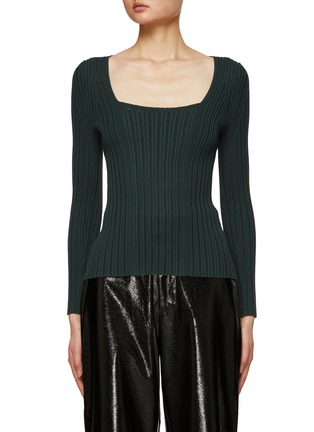 Main View - Click To Enlarge - AERON - ‘Finesse’ Ribbed Deep Round Neck Top