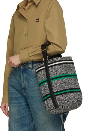 Front View - Click To Enlarge - COLVILLE - Stripe Cylinder Midi Bag