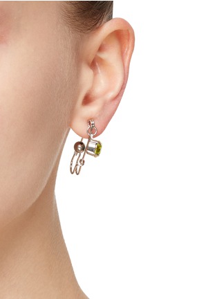 Figure View - Click To Enlarge - JUSTINE CLENQUET - Silver Toned Brass Crystal Safety Pin Earring