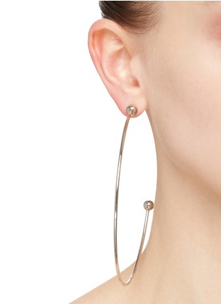 Figure View - Click To Enlarge - JUSTINE CLENQUET - Silver Toned Brass Beaded Oversized J-Hoop Earrings