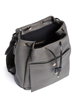 Detail View - Click To Enlarge - MARNI - Top flap drawstring leather backpack