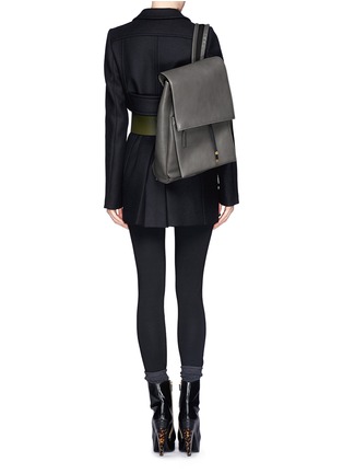 Figure View - Click To Enlarge - MARNI - Top flap drawstring leather backpack