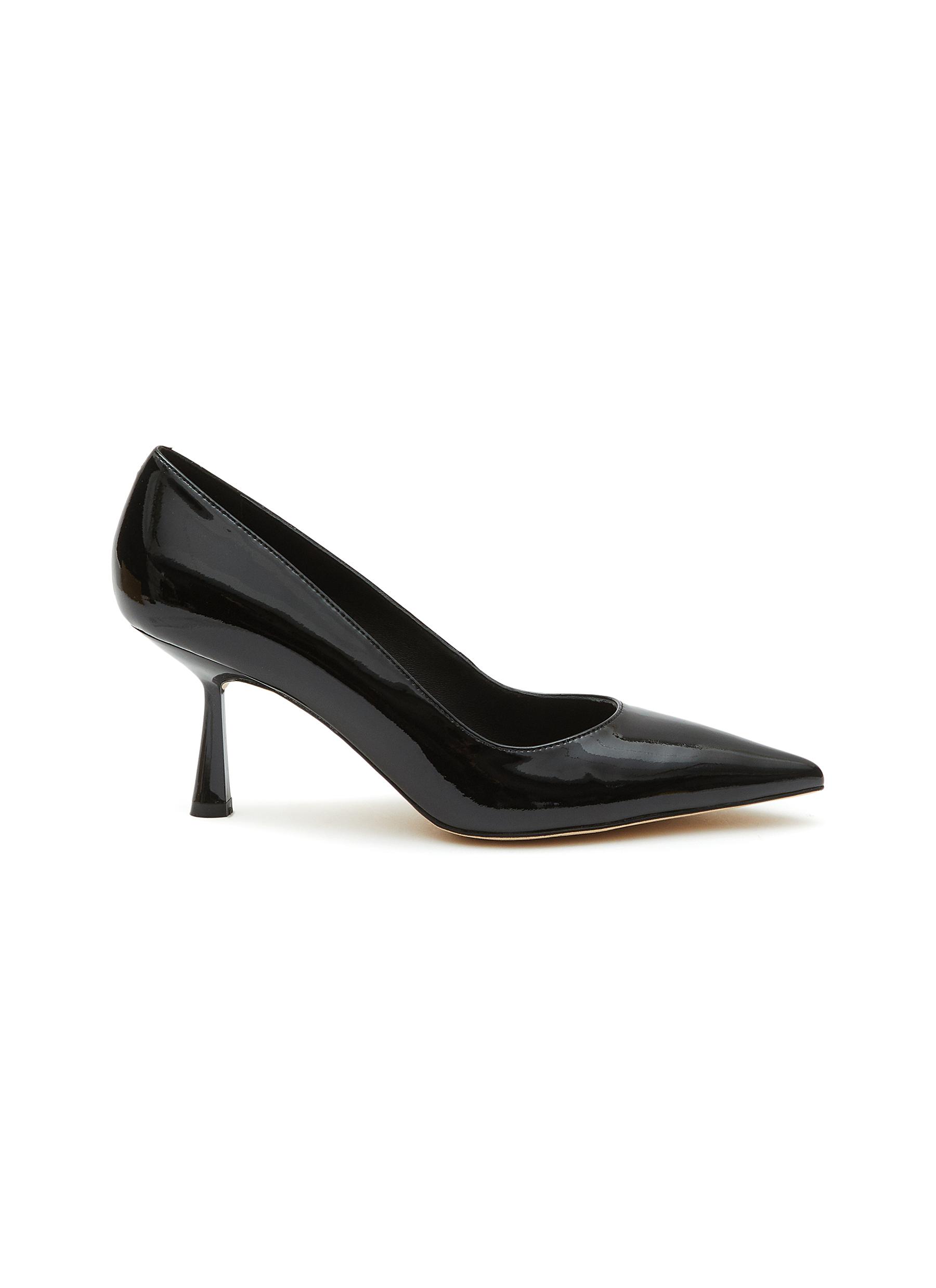 Pedder Red 'juliet' 75 Point Toe Patent Leather Pumps In Black