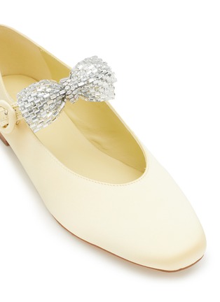Detail View - Click To Enlarge - PEDDER RED - ‘Mistletoe’ Crystal Embellished Bow Satin Mary Jane Flats