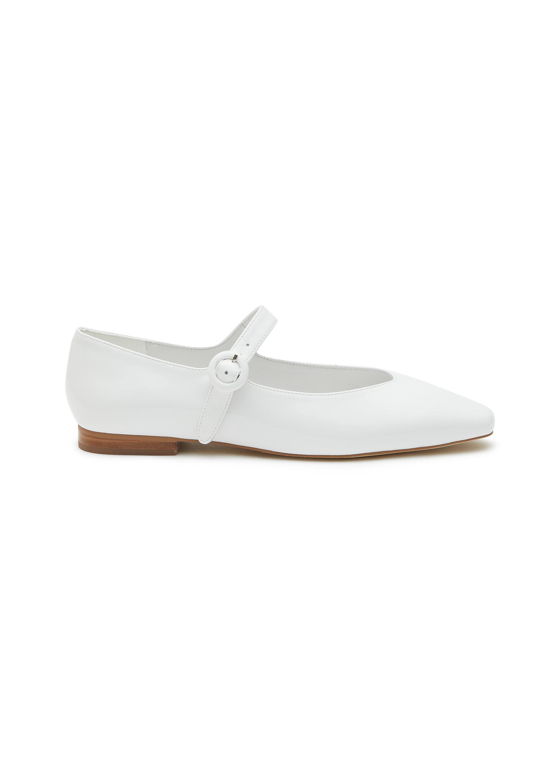 Pedder Red 'lou' Patent Leather Mary Jane Flats In White