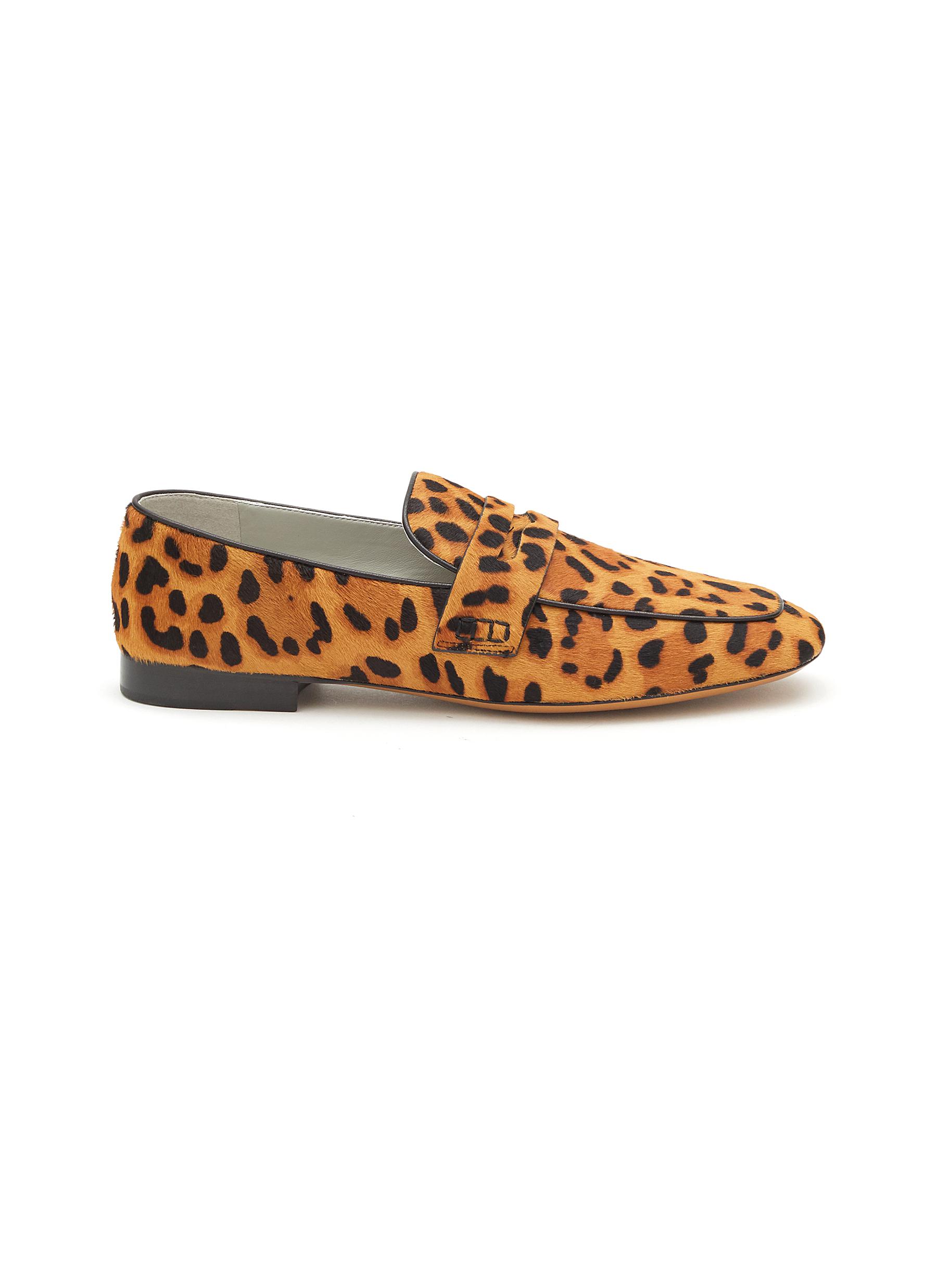 EQUIL ‘London' Leopard Print Leather Penny Loafers