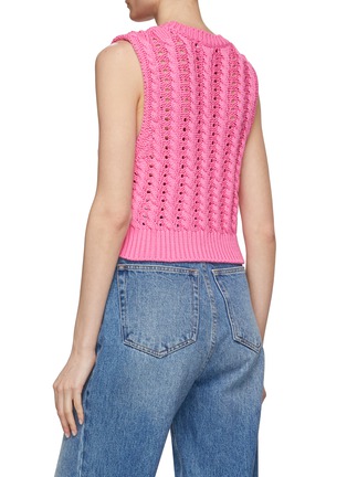Back View - Click To Enlarge - GANNI - Logo Intarsia Rope Knit Cropped Vest