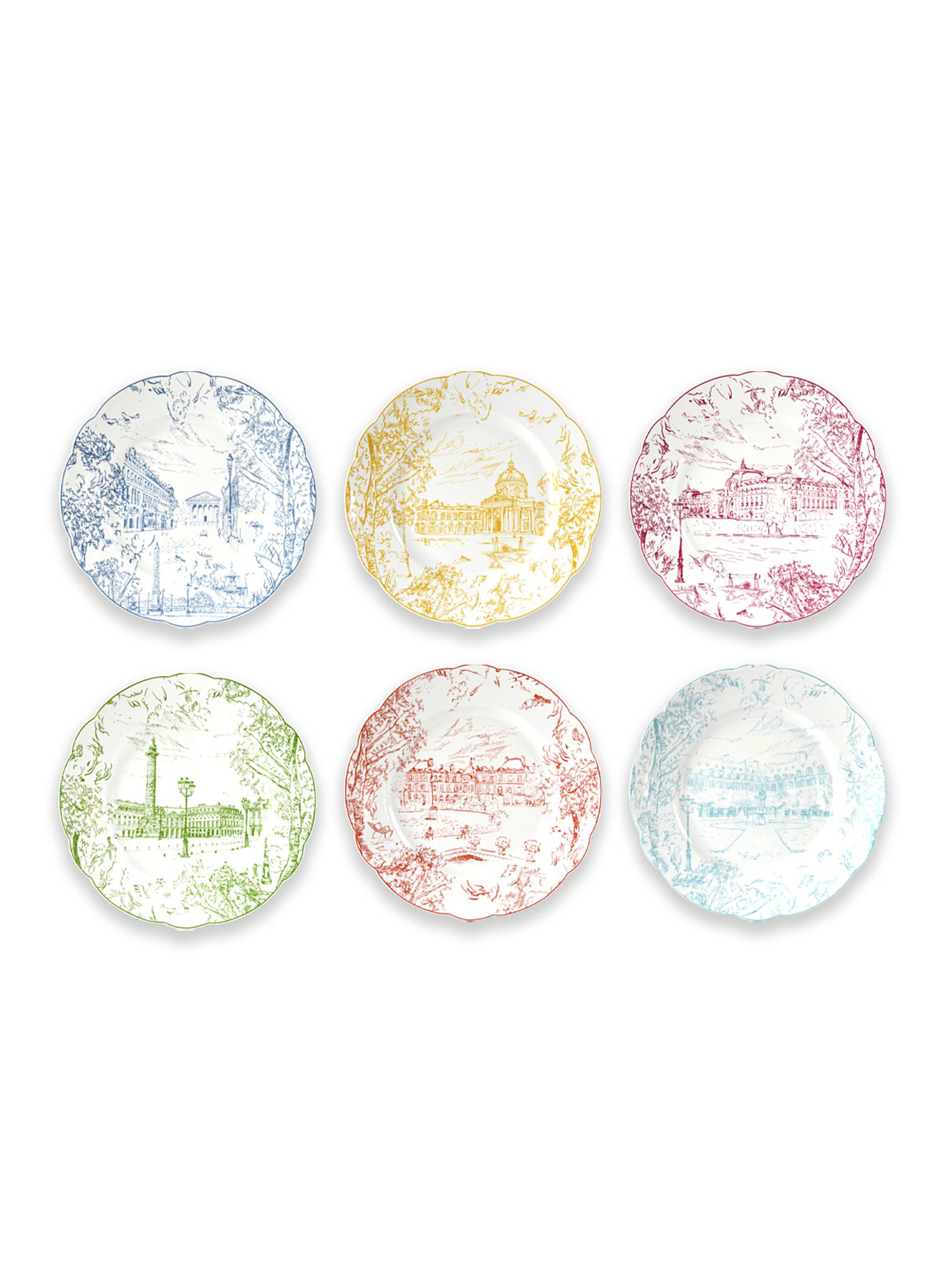Bernardaud Tout Paris Mixed Colours Salad Plate Set Of 6