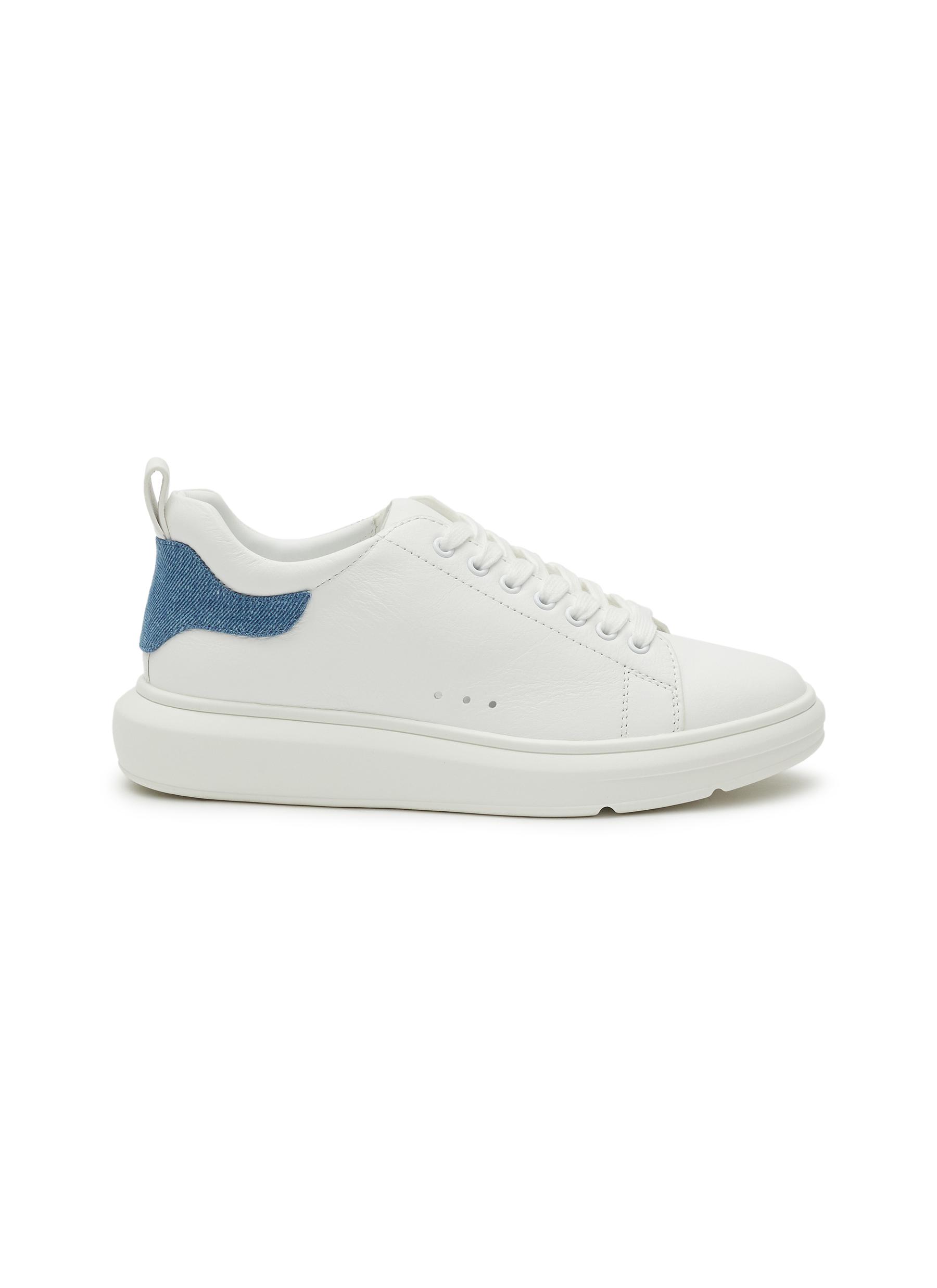 Pedder Red 'megan' Low Top Lace Up Chunky Outsole Leather Sneakers In White