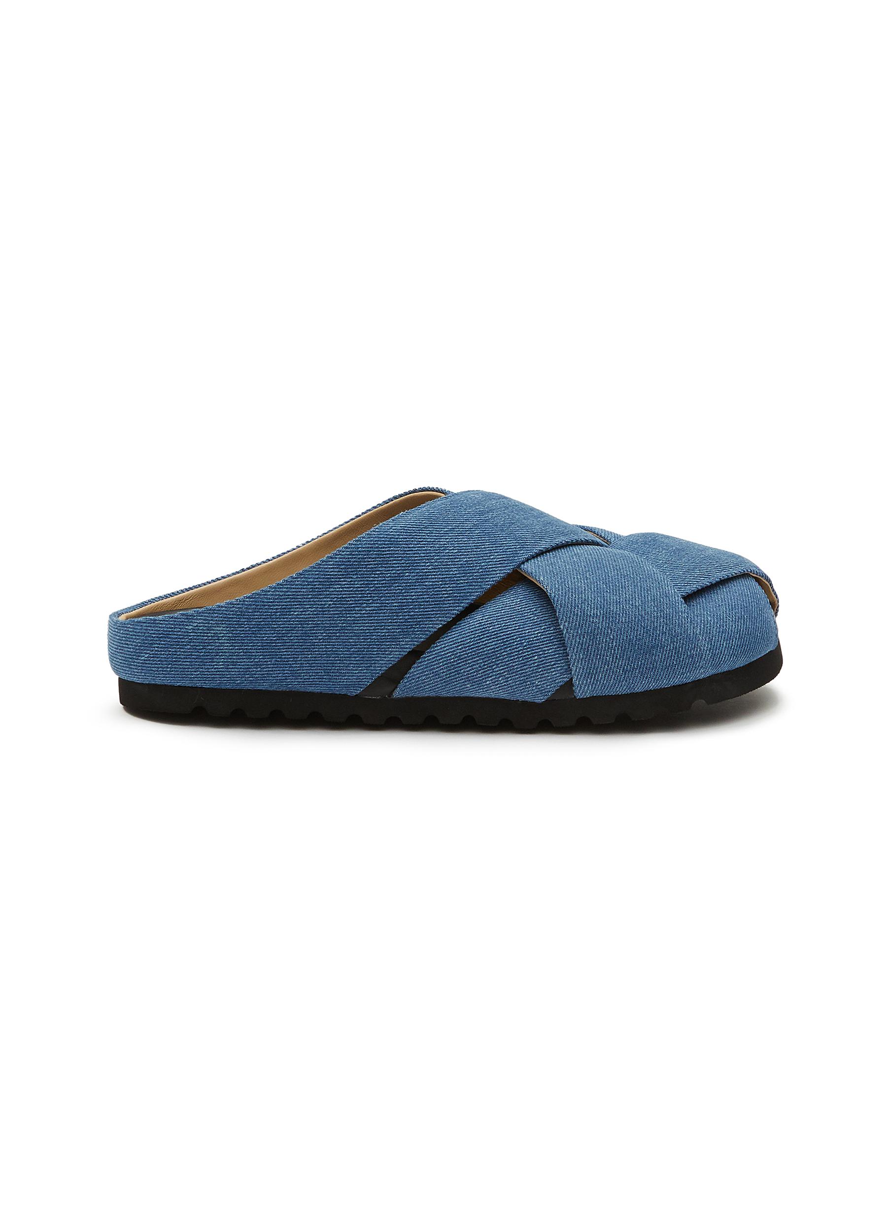 Pedder Red 'celest' Woven Washed Denim Sandals In Blue