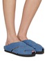 Figure View - Click To Enlarge - PEDDER RED - ‘Celest’ Woven Washed Denim Sandals