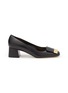 Main View - Click To Enlarge - SERGIO ROSSI - 45 Branded Plaque Block Heel Leather Pumps