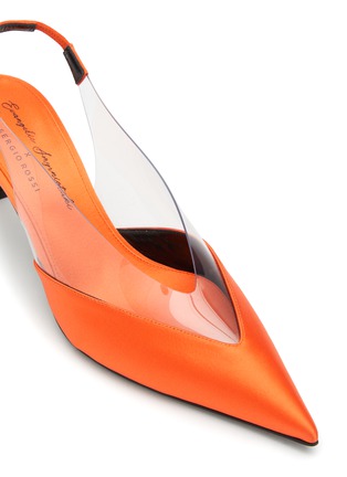 Detail View - Click To Enlarge - SERGIO ROSSI - 60 Point Toe Satin PVC Slingback Heels