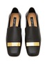 Detail View - Click To Enlarge - SERGIO ROSSI - Branded Plaque Leather Square Toe Step In Loafers