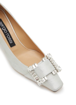 Detail View - Click To Enlarge - SERGIO ROSSI - 60 Strass Embellished Buckle Leather Pumps