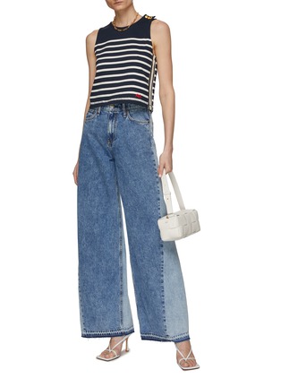 Figure View - Click To Enlarge - RAG & BONE - ‘Sofie’ Tonal Panel High Rise Wide Leg Jeans