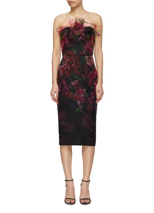 Main View - Click To Enlarge - MARCHESA COUTURE - Floral Organza Printed Cocktail Dress