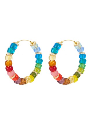 Main View - Click To Enlarge - VENESSA ARIZAGA - ‘Candy Says’ Gold Plated Brass Glass Bead Rhinestone Hoop Earrings