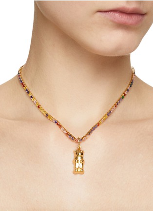 Figure View - Click To Enlarge - VENESSA ARIZAGA - ‘Rainbow Sparkle Gummy’ Gold Plated Brass Rhinestone Gummy Bear Charm Necklace
