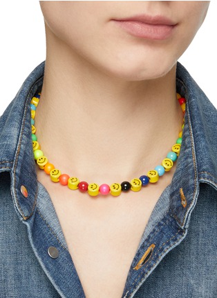 Figure View - Click To Enlarge - VENESSA ARIZAGA - ‘Rainbow Cheer’ Gold Plated Brass Ceramic Glass Bead Necklace