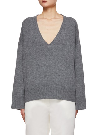 Main View - Click To Enlarge - LE KASHA - Cashmere Knit Deep V-Neck Sweater