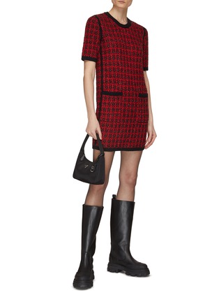 Figure View - Click To Enlarge - CRUSH COLLECTION - Tweed Short Sleeve Crewneck Dress