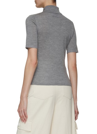 Back View - Click To Enlarge - DREYDEN - Cashmere Knit Collared Short Sleeve Sweater