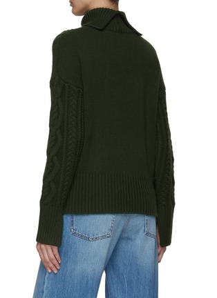 Back View - Click To Enlarge - DREYDEN - Split Neck Multi Textured Cashmere Knit Aran Sweater