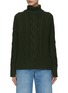 Main View - Click To Enlarge - DREYDEN - Split Neck Multi Textured Cashmere Knit Aran Sweater
