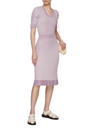 Figure View - Click To Enlarge - CRUSH COLLECTION - Two Tone Ruffled Midi Skirt