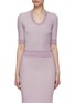 Main View - Click To Enlarge - CRUSH COLLECTION - Two Tone Ruffled U Neck Top