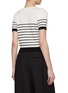 CRUSH COLLECTION - Shoulder Button Striped Knit Scoop Neck Top
