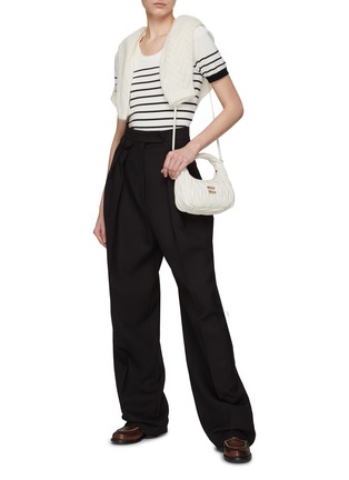 Figure View - Click To Enlarge - CRUSH COLLECTION - Shoulder Button Striped Knit Scoop Neck Top