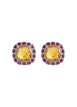 Main View - Click To Enlarge - TUKKA - Gold Silver Diamond Citrine Ruby Stud Earrings