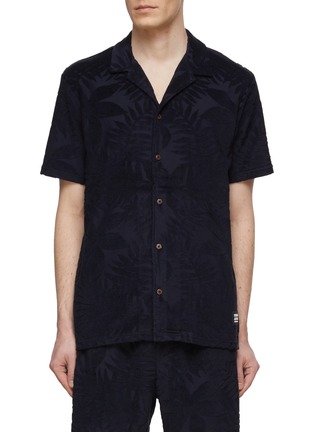 Main View - Click To Enlarge - SCOTCH & SODA - Forest Jacquard Cotton Terry Short Sleeve Shirt