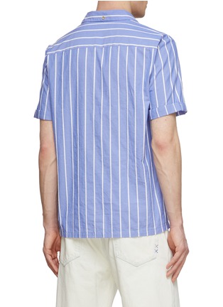 Back View - Click To Enlarge - SCOTCH & SODA - Branded Charm Striped Cotton Short Sleeve Shirt