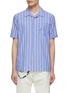 Main View - Click To Enlarge - SCOTCH & SODA - Branded Charm Striped Cotton Short Sleeve Shirt