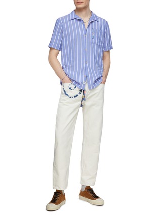 Figure View - Click To Enlarge - SCOTCH & SODA - Branded Charm Striped Cotton Short Sleeve Shirt