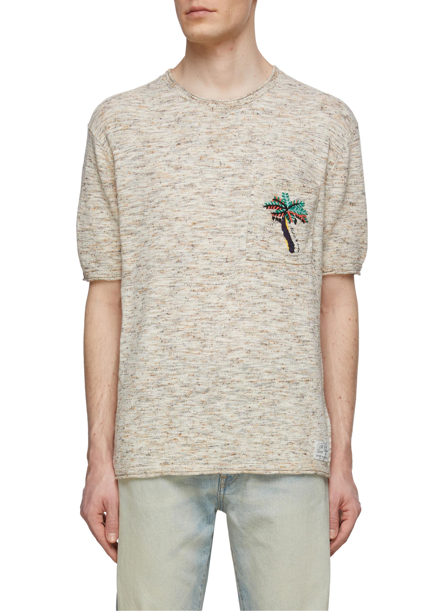 flod dyr Datter SCOTCH & SODA | Palm Tree Embroidery Cotton Blend Knit Crewneck T-Shirt |  Men | Lane Crawford